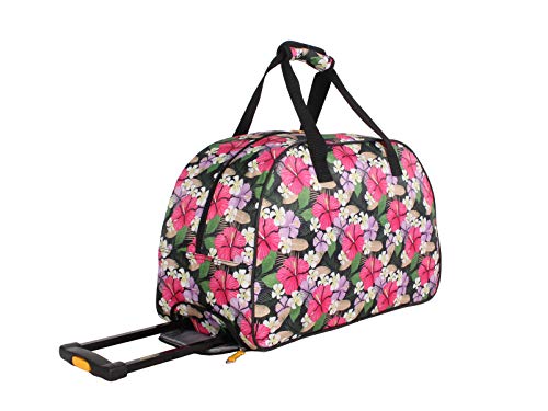 Lucas Designer Carry On Luggage Collection - Lightweight Pattern 22 Inch Duffel Bag- Weekender Overnight Business Travel Suitcase with 2- Rolling Spinner Wheels (Tropic)
