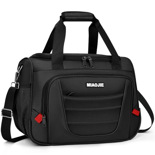 MIAOJIE Underseat Carry On luggage Bag Airplanes Personal Item Bags Weekender Overnight Travel Tote Bag Shoulder Small Softside Carry on Luggage Travel Duffel Bags For Men Women -16 IN Black