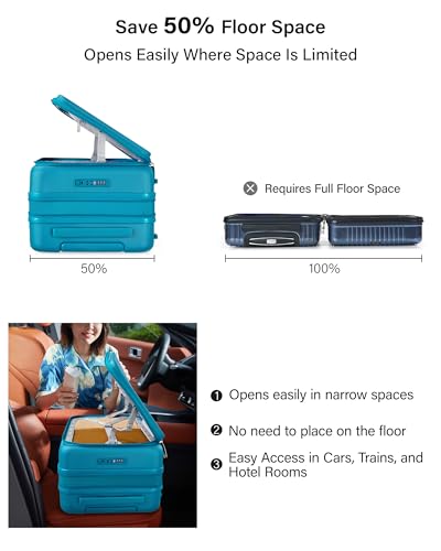 Hanke Hardside Expandable Checked Luggage, 24 Inch Top Opening Trunk Luggages with Spinner Wheels, All-PC Hard Shell Suitcase, Lightweight TSA Checked-Medium(Caribbean Blue, 83L)