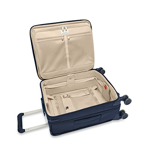 Briggs & Riley Global 21" Carry On Expandable Spinner - Luggage for International Travel, Suitcases with Wheels, Softside Rolling Bag for Men & Women, Self-Repairing Zipper - Baseline Collection, Navy