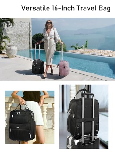 FIGESTIN Underseat Carry On Luggage with Wheels, 16-inch Softside Rolling Under Seat Luggage, Lightweight Overnight Carry On Suitcase for Women Men(Black)