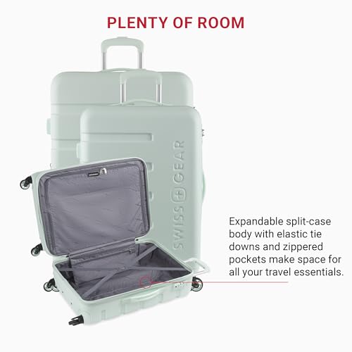 SwissGear 7366 Signature Hardside Expandable Luggage with Spinner Wheels, TSA Lock, Cup-Holder, Clearly Aqua, 3-Piece Set (19/23/27)