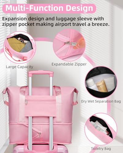 LARVENDER Carry on Luggage 22x14x9 Airline Approved, Expandable 20 Inch Hardside Suitcase with Wheels TSA Lock, PC+ABS Lightweight Carry on Suitcases for Women, Peach Sparkling (20/DB/TB)