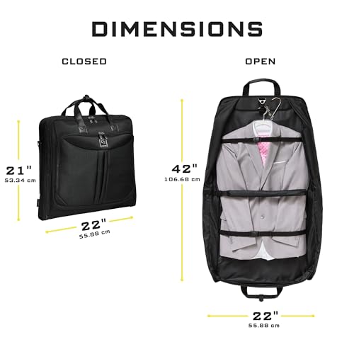 ZEGUR Premium Suit Garment Bag Carry On - Hangs 4 Suits - Travel & Business with Shoulder Strap and Laptop Compartment