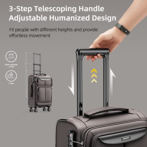 SHOWKOO Luggage Sets 3 Piece Softside Expandable Lightweight Durable Suitcase Sets Double Spinner Wheels TSA Lock Light Coffee (20in/24in/28in)