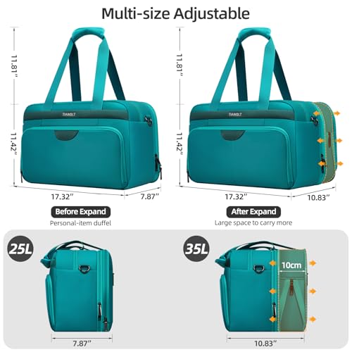 TIAWOLT Carry On Luggage 22x14x9 Airline Approved with Wheels,2-piece Luggage Set,Softside Expandable Luggage Suitcase with TSA Lock&Carry-on UnderSeat travel Duffle Bag,Weekender Bag-Green