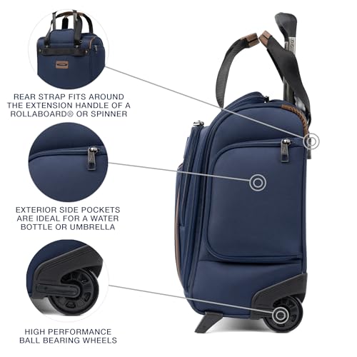 Travelpro Crew Classic Lightweight Softside Luggage, Rolling Underseat Carry on Bag, 14" Laptop or Tablet Sleeve, Men and Women, 17-Inch, Patriot Blue
