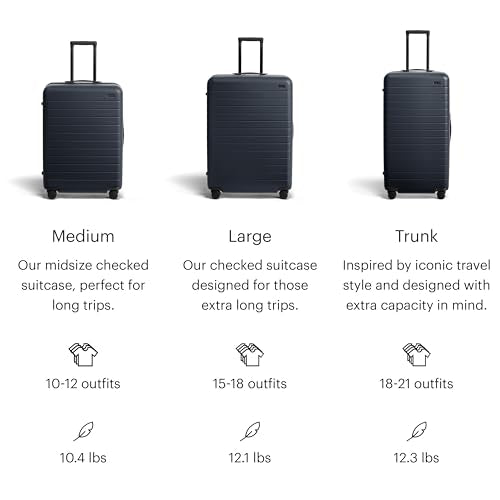 Away Trunk Checked Luggage - 31-Inch Lightweight Hardside Suitcase with 360° WhisperGlide Spinner Wheels, Interior Compression System, TSA-Accepted Lock - Navy Blue