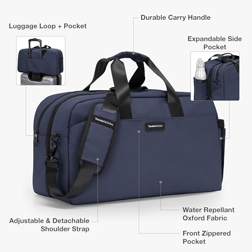 Traveler's Choice Wanderbout 27L Duffel Bag for Travel, Navy, 19-Inch Duffel