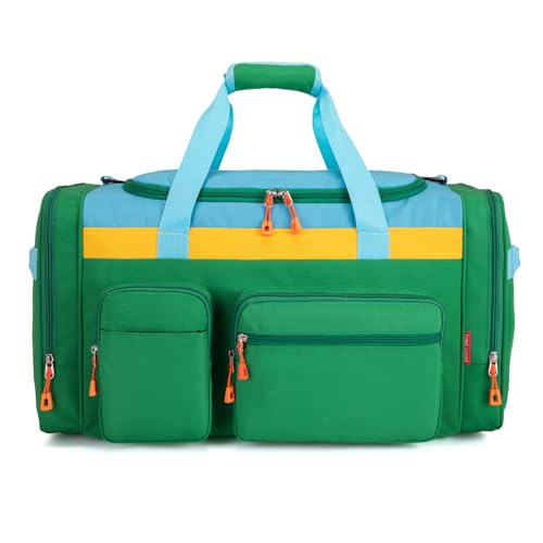 HawLander Large Kids Duffle Bag for Travel, Overnight, or Weekender, 22" inch (Green Yellow)