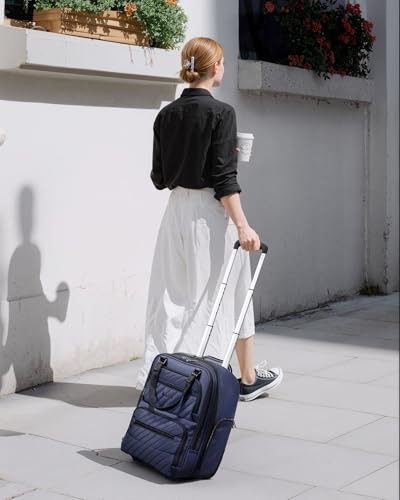 LUGGEX Underseat Carry On Luggage with Wheels, UDK Stylish Lightweight Under Seat Luggage, Soft Sided Personal Item Suitcase for Short Trip (UX-Core, Blue Black, 16 Inch)