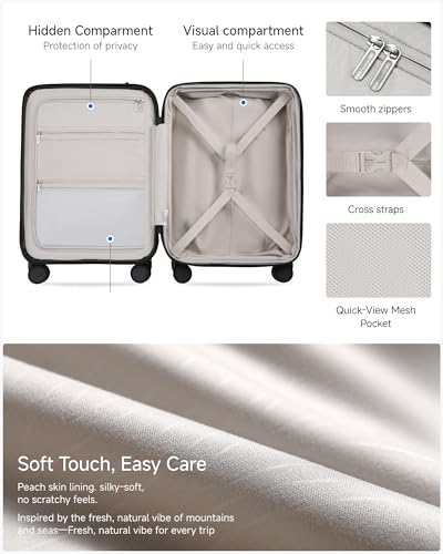 LUGGEX Carry On Luggage 22x14x9 Airline Approved, Expandable Polycarbonate Suitcase with Front Pocket (FX-Core, Charcoal Metallic, 20 Inch)