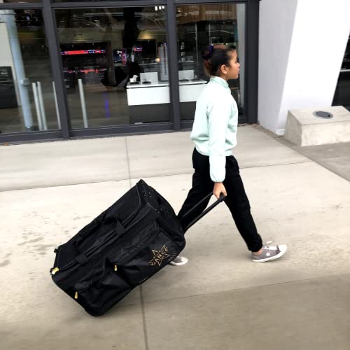 Professional Garment Duffel Bag for Dancer, 28 Inch Dance Bag with Garment Rack and Wheels for Competition, Collapsible, Water Resistant Premium Exterior Nylon Fabric