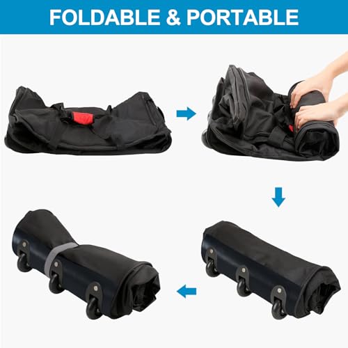 Finnhomy 120L Foldable Rolling Duffel Bag with 3 Wheels, Light Weight Travel Duffel bag with Large Loading Capacity, 32'' Rolling Duffel bag with Shoulder Strap (Black)