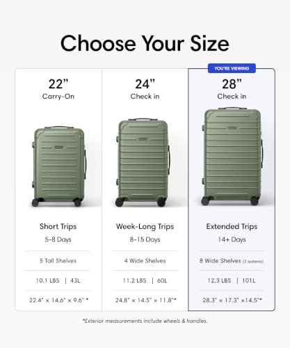 Solgaard Check-In Lite Suitcase - Hard-Shell 28.3" Travel Luggage (Green)