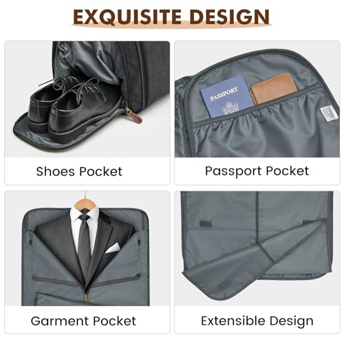 S-ZONE Garment Bags for Travel Convertible Garment Duffle Bags for Travel Suit Carry on Luggage for Men Hanging Suitcase