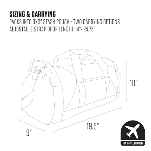 Carhartt Classic Round Duffel with Utility Pouch, Heavy-Duty, Water-Resistant Packable Gear Bag for Jobsite, Gym, and Travel, Port, 25L