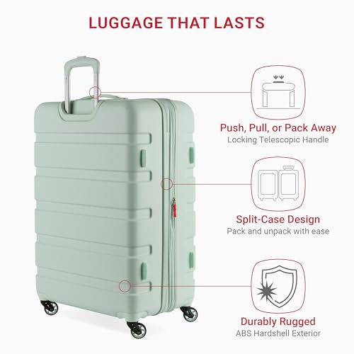 SwissGear 7366 Signature Hardside Expandable Luggage with Spinner Wheels, TSA Lock, Clearly Aqua, Checked-Large 27-Inch