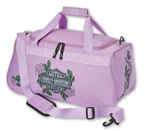 Harley-Davidson Bar & Shield Logo Roses Graphic Durable Duffel Bag - Pink