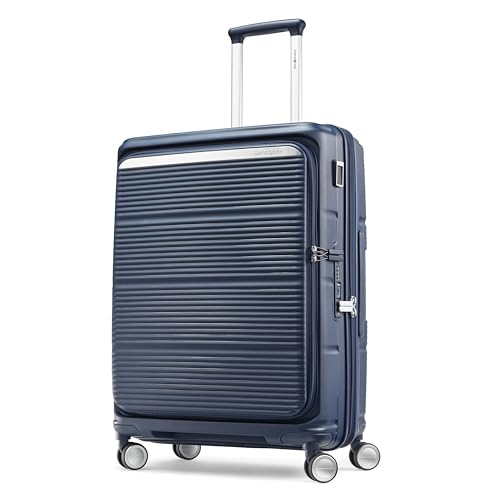 Samsonite Paralux Medium Checked Luggage - Innovative Design - Quick Access Front Pocket - Dual Suspension Wheel Technology - TSA Lock - Expandable - Includes Removable Packing Cubes - Midnight Navy