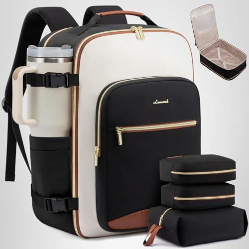 LOVEVOOK Large Travel Backpack for Women & Men, 40L Carry on Backpack for Airplanes, TSA Personal Item Travel Bag fits 17" Laptop, Waterproof Travel Essentials Airline Approved with 3 Packing Cubes