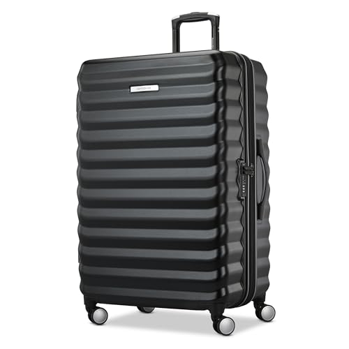 Samsonite Hard-Sided 28-Inch Lightweight Checked Large Expandable Element Suitcase: Durable, 360° Spinner Wheels, Adjustable Telescopic Handle, TSA-Approved Lock - Alpine Black