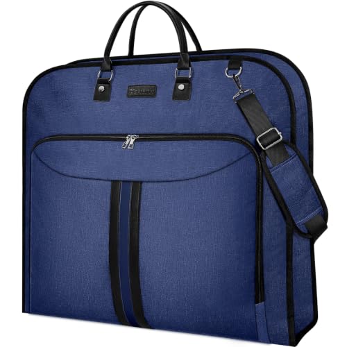 BALEINE Travel Garment Bag, Travel Suit Bag for Men, Water Resistant Carry on Garment Bag for Hanging Clothes, Garment Duffel Bag for Travel Business (Blue, 48")