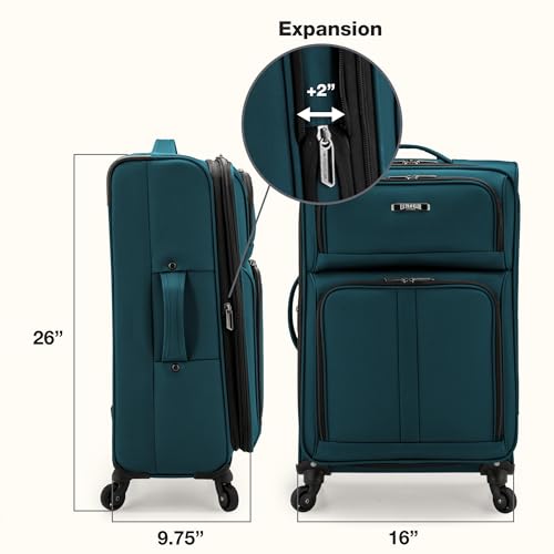 U.S. Traveler Anzio Softside Expandable Luggage with Spinner Wheels, Teal, 26-Inch Medium