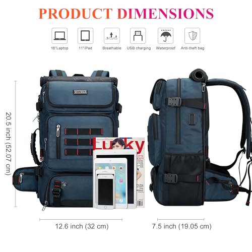 WITZMAN Carry on Travel Backpack for Men Women Airline Approved Convertible Nylon Duffle Backpack Luggage Bag (B682 Blue)