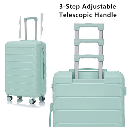MoBtovs Luggage Sets, 3 Piece Durable Suitcase Set, ABS with Spinner Wheels and Combination Lock, 20"/24"/28", Suitable for Long Term travel and Carrying with You, Mint Green
