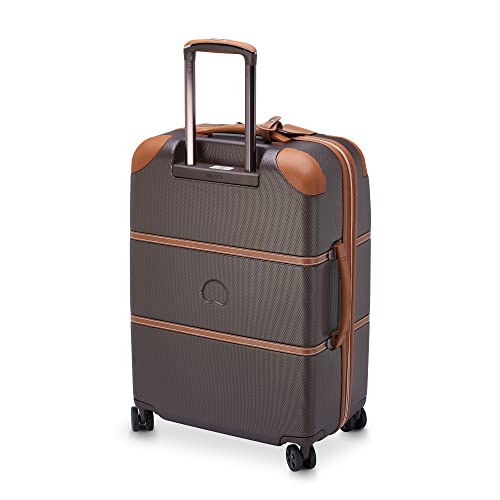 DELSEY PARIS Chatelet Air 2.0 Checked Suitcase 24 Inch Medium, Hardside Polycarbonate Luggage, Dual-Density Spinner Wheels, TSA Lock, Chocolate Brown