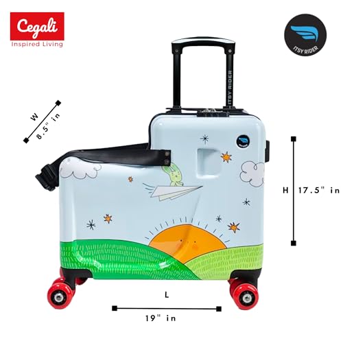 Cegali Itsy Rider 20" Ride-on Suitcase for Kids with Double Spinner Red Wheels (Blue Aero Flyer)