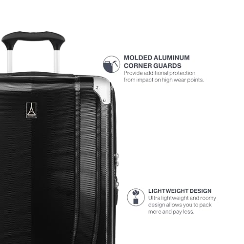 Travelpro Pathways 3 Hardside Expandable Luggage, 8 Spinner Wheels, Lightweight Hard Shell Suitcase, 3 Piece Set (21/25/28), Black Knight