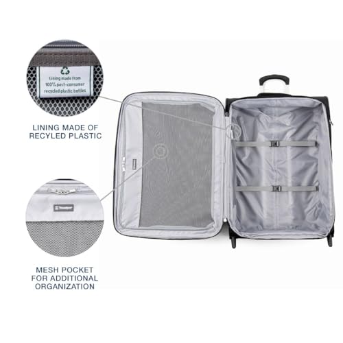 Travelpro Maxlite 5 Softside Expandable Upright 2 Wheel Checked Medium Luggage, Lightweight, 26-Inch — Black