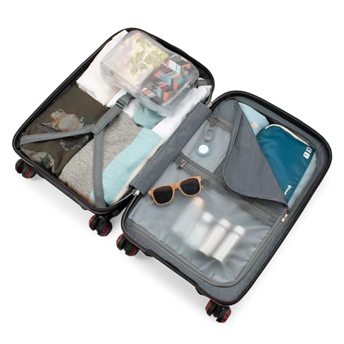 Traveler's Choice Maxporter II Polycarbonate Hardside Trunk with Spinner Wheels, Black, 22-Inch Carry-on Luggage