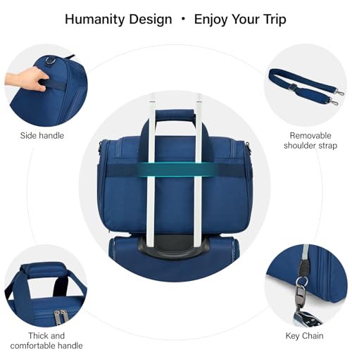 Hanke Underseat Carry On luggage Bags for Travel, Foldable Travel Bags for Women, Soft Lightweight Personal Item Travel Bag Small Carry On Bags for Airplanes, Travel Tote Bags for Women Men.（Blue）