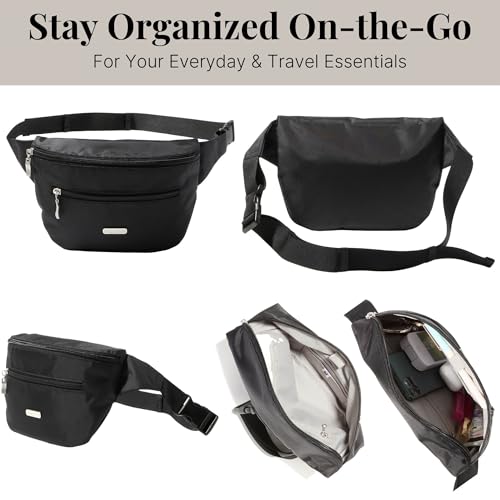 Baggallini Essential Belt Bag - 19x6" Crossbody Fanny Pack Waist Pack w/RFID & Adjustable Strap