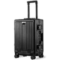 VentureVault Carry On Luggage 20 Inch, Aluminum Frame Zipperless Luggage, ABS+PC Hard Shell Suitcases, Carry On with Compartment for Short Trips, Suitcase Carry-on TSA Approved (Black)