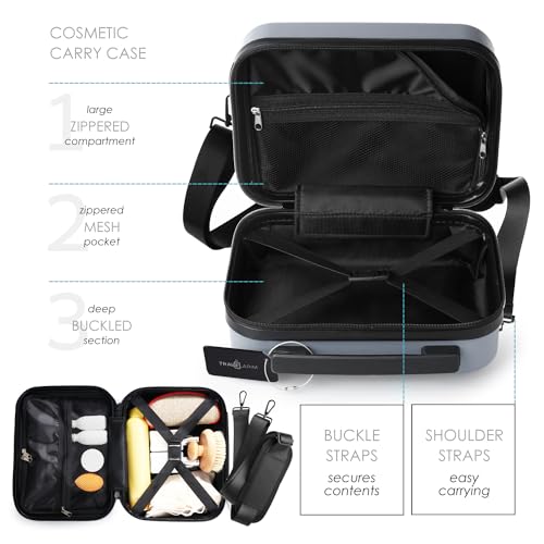 TRAVELARIM 20 Inch Carry On Luggage 22x14x9 Airline Approved, Carry On Suitcase with Wheels, Hard-shell Carry-on Luggage, Grey Small Suitcase, Hardside Luggage Carry On with Cosmetic Carry On Bag