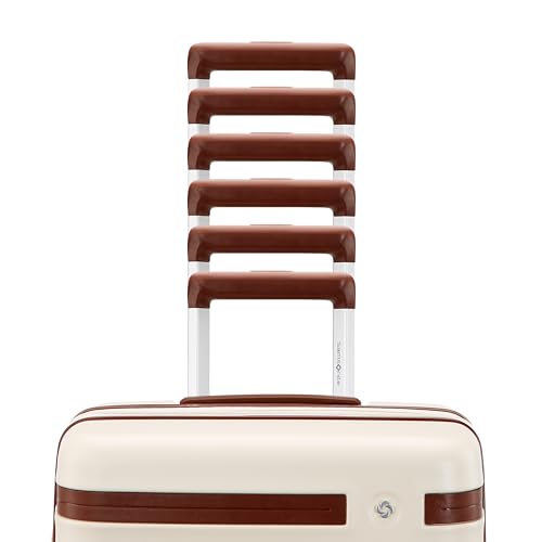 Virtuosa Hardside 21 Inch Carry On Luggage - Airline Approved with 360° Spinner Wheels, RightHeight™ Adjustable Handle - Zippered WetPak™ - TSA Lock - Expandable Light Polycarbonate Shell - Off White