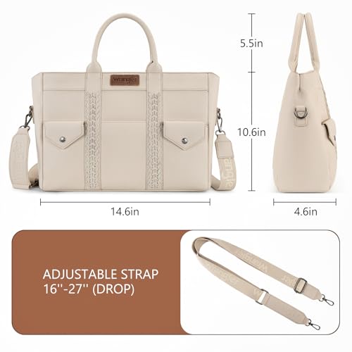 Wrangler Work Tote Bag for Men and Women Business Teacher Bag Large Capacity Briefcase Handbag Messenger Bag with Adjustable Strap and Multi Pockets WG484-8119TN
