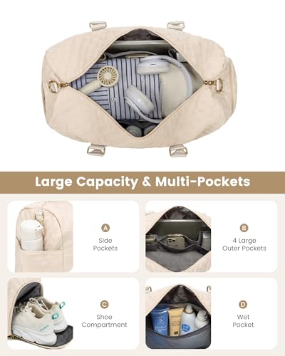 LOVEVOOK Travel Duffle Bag, Weekender Bag for Women with Toiletry Bag, Carry on Overnight Bag with Shoe Compartment, Gym Duffel Bag with Wet Pocket, Mommy Hospital Bags for Labor and Delivery