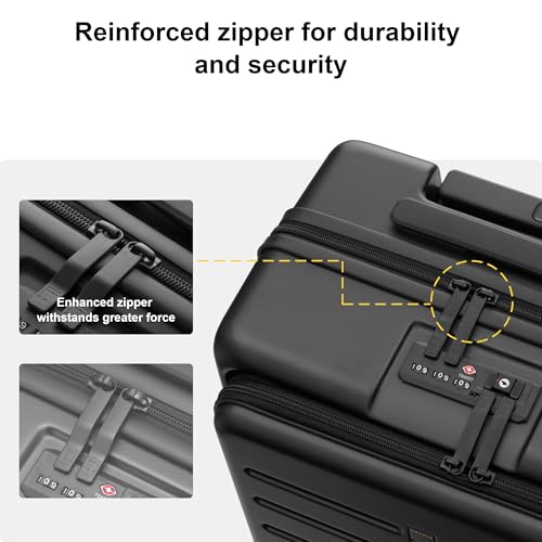 LEVEL8 Road Runner 20" Carry-On Luggage with Front Pocket plus 4 PC Organizer Packing Cubes - Black, 20-Inch Carry-On