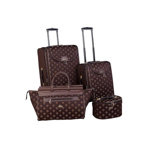 HomeStock Vintage Luggage Set 4 Piece - Antique Style Suitcase, Rolling Carry On, Doctor Bag, Cosmetic Case