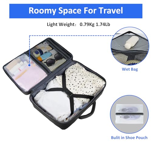 Taygeer Travel Laptop Backpack for Men Women, Airplane Approved Travel Backpack Suitcase with Water Bottle Pocket, Lightweight College 35l Luggage Bag 15.6inch Laptop Mochila Gifts for Business,Black