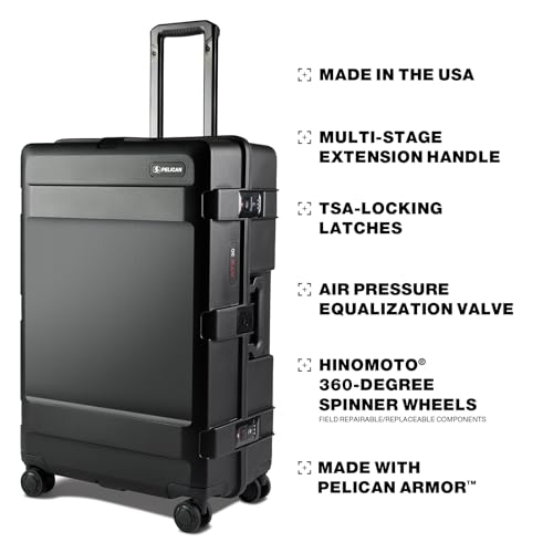 Pelican ATX Luggage Hard Case Luggage with Wheels - Waterproof Hardshell - Large Size (30 Inch) Check-In Suitcase (Charcoal)