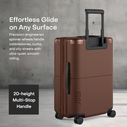 July Carry On Max Expandable - 21.5" Airline Approved Carry On Luggage with Travel Tote, Rolling Suitcase for Men & Women - TSA Lock Spinner Suitcase, Silent Wheels, Expansion Zip - Dark Brown