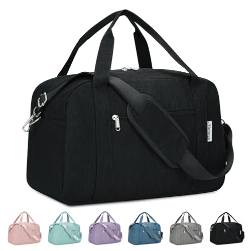Narwey 18" Carry on Bag Underseat for Airplane Spirit Airlines Personal Item Travel Bag 18x14x8 Small Duffle Bag Duffel Bag Gym Weekender Overnight Bag with Wet Pocket for Women and Men (Black)