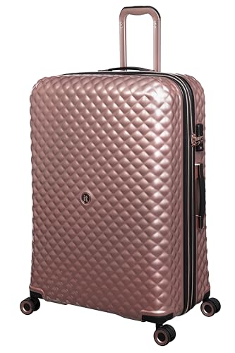 It Luggage Glitzy 31" Hardside Checked 8 Wheel Expandable Spinner, Metallic Rose Gold