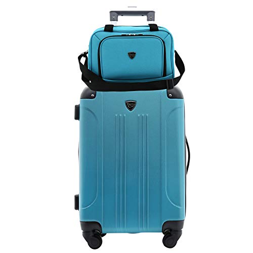 Travelers Club Chicago Hardside Expandable Spinner Luggage, Teal, 5 Piece Set
